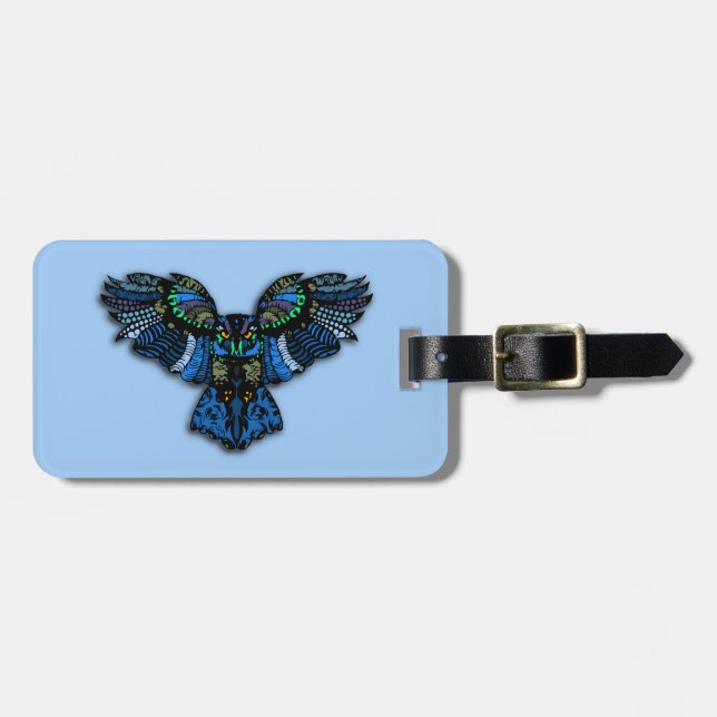 Blue Owl Luggage Tag (Front Horizontal)