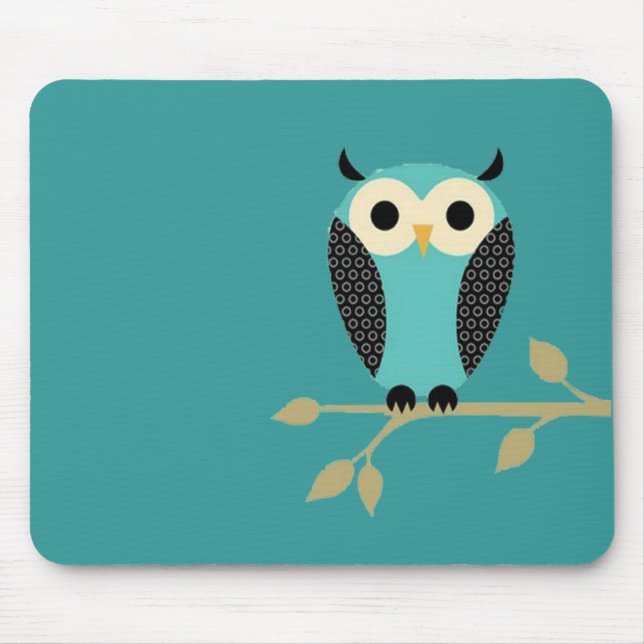 Blue Owl On Limb Mouse Pad (Front)