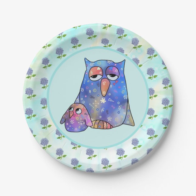 Blue owl  paper plate (Front)