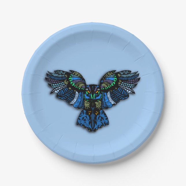 Blue Owl Paper Plate (Front)