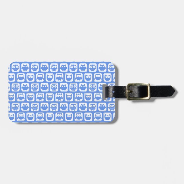 Blue Owl Pattern Luggage Tag (Front Horizontal)