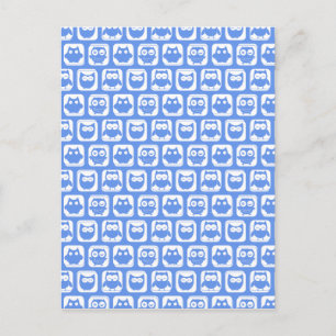 Blue Owl Pattern Postcard