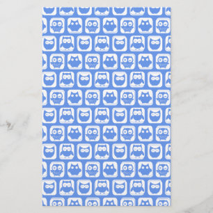 Blue Owl Pattern Stationery