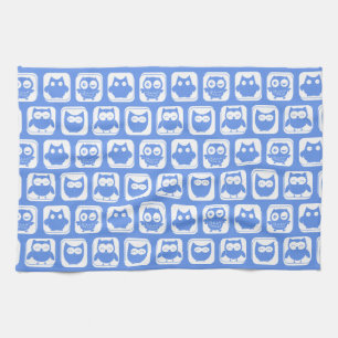 Blue Owl Pattern Tea Towel