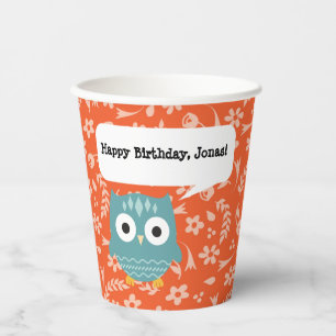 Blue Owl Personalised Paper Party Cup