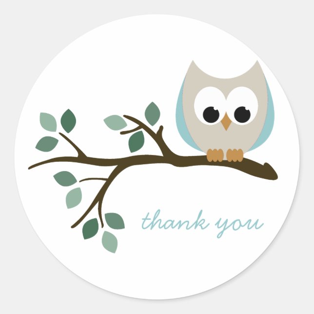 Blue Owl Thank You Stickers (Front)