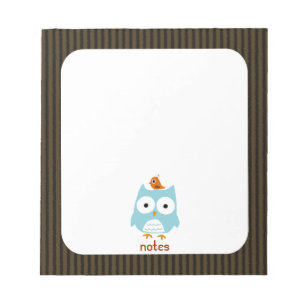 Blue Owl with Little Orange Bird Notepad