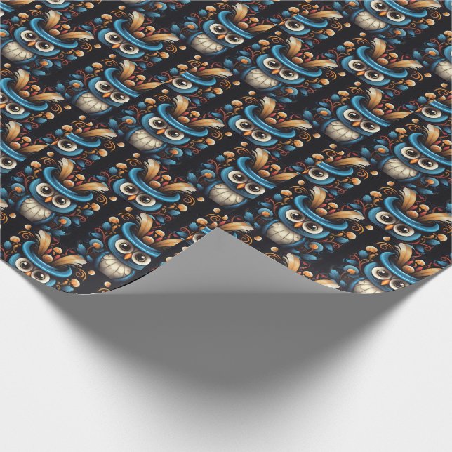 Blue owl wrapping paper (Corner)