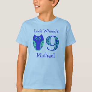 Blue Owls 9th Birthday Personalised T-Shirt