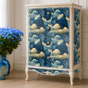 Blue Owls and Starry Night Clouds Nursery Decor Tissue Paper