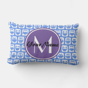 Blue Owls Custom Monogram Lumbar Cushion