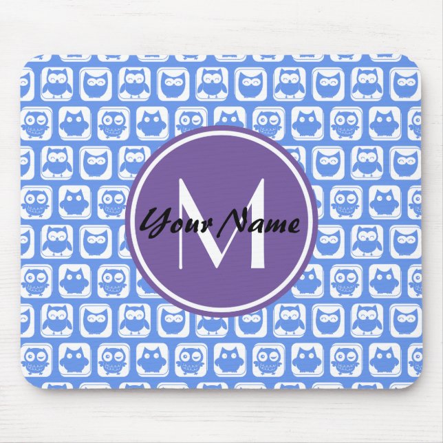 Blue Owls Custom Monogram Mouse Pad (Front)