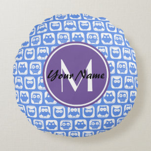 Blue Owls Custom Monogram Round Cushion