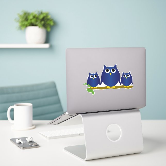 Blue Owls Design (Laptop On Desk)