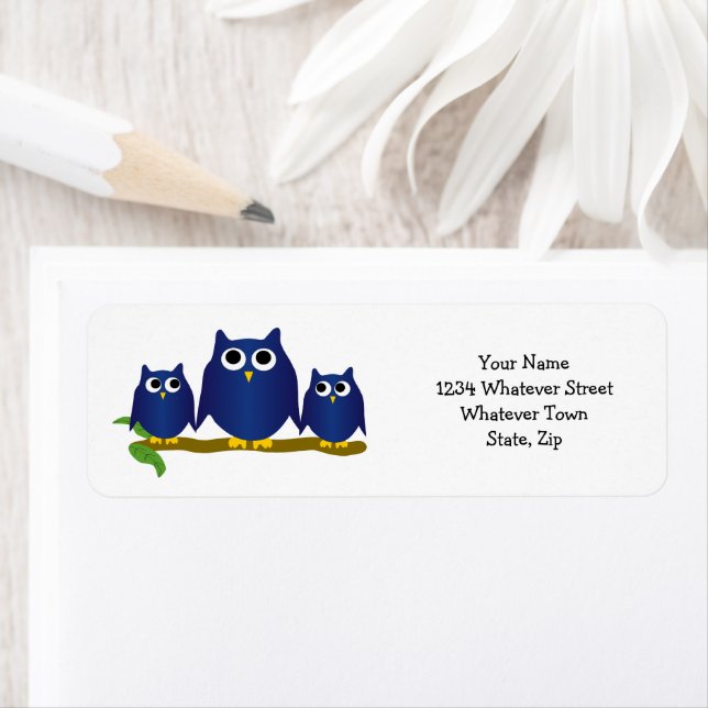 Blue Owls Design Return Address Label (Insitu)