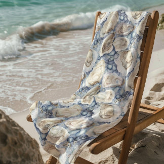 Blue Oyster Shells  Beach Towel