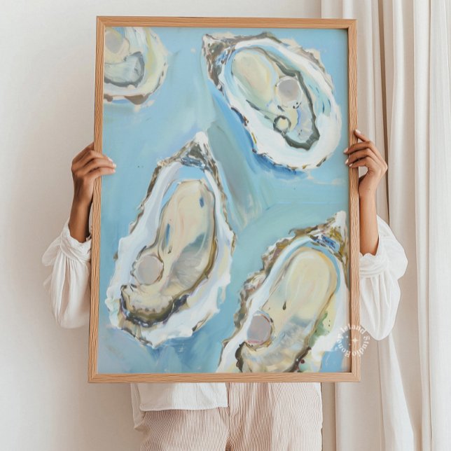 Blue Oysters Kitchen Coastal Seafood Wall Art  (Blue Oysters Kitchen Coastal Seafood Wall Art)