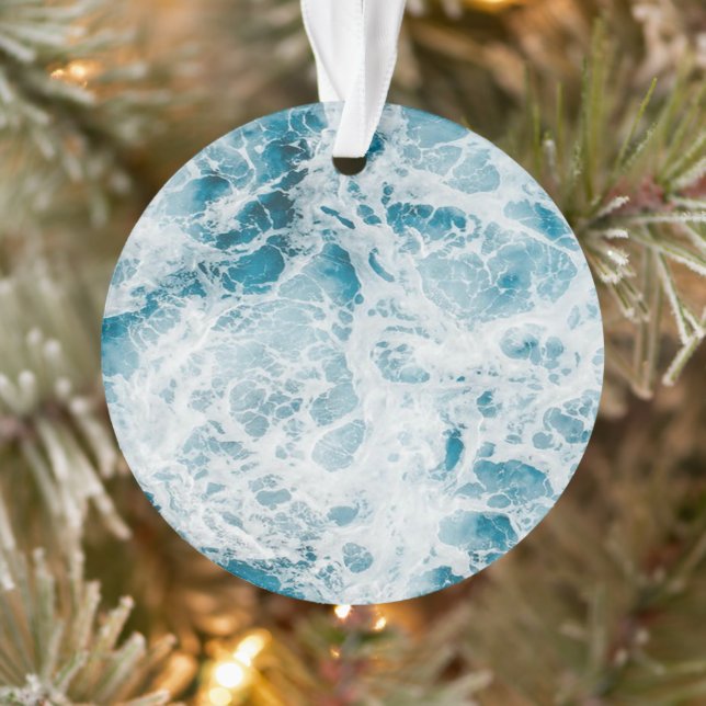 Blue Pacific Ocean Wave Ornament (Tree)