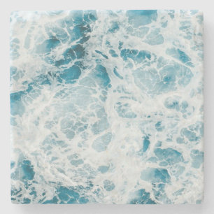 Blue Pacific Ocean Wave Stone Coaster