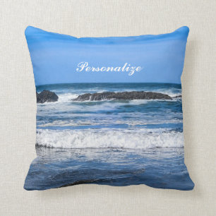 Blue Pacific Ocean With Name Cushion