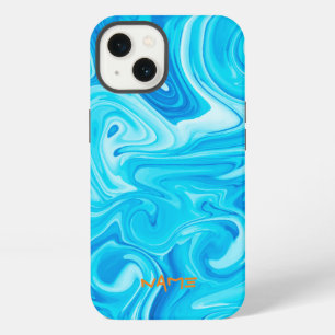 Blue Paint Art NAME Modern Surfer Ocean Water iPhone 13 Case