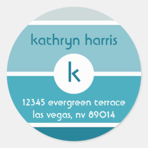 Blue paint chip modern monogram address label