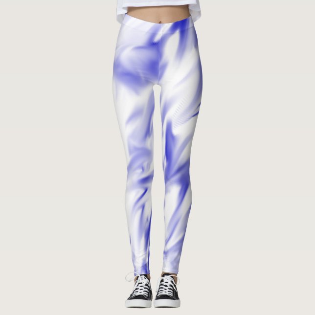 Blue Paint Graphic Pattern Leggings (Front)