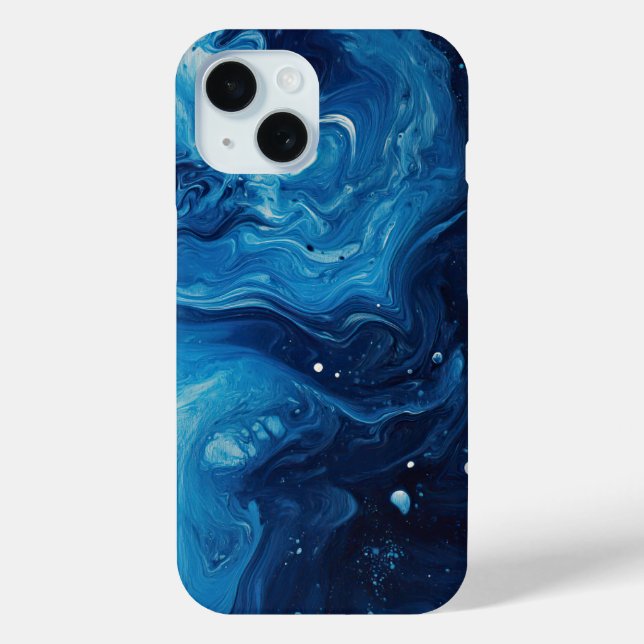 Blue Paint Pour Abstract Liquid Pretty Aesthetic Case-Mate iPhone Case (Back)