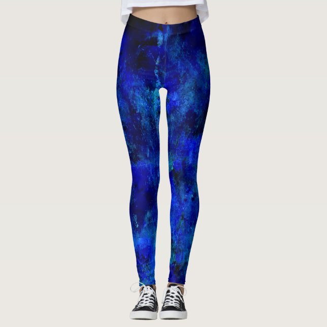 Blue Paint Splatter Leggings (Front)