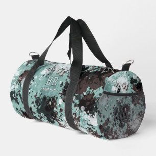 Blue Paint Splatter Monogram Gym Duffle Bag