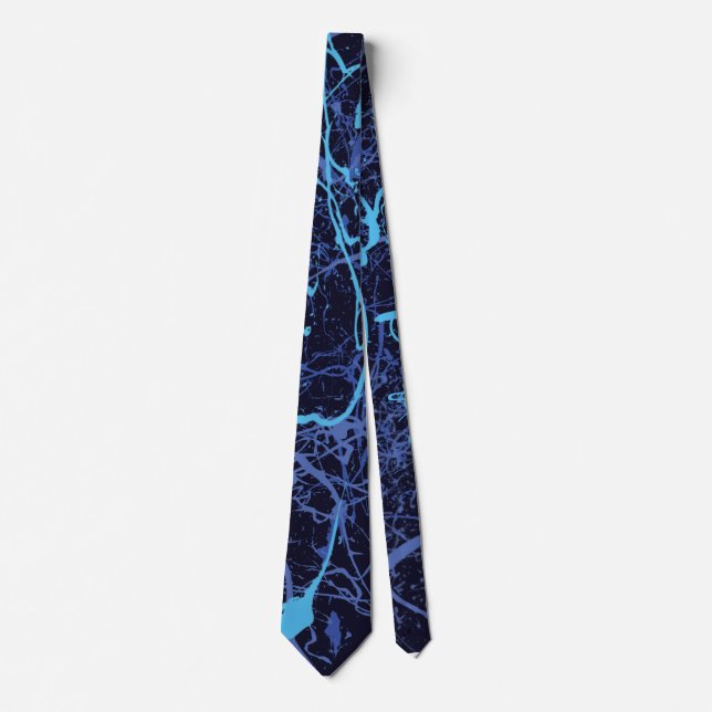 Blue paint splatter Neck Tie (Front)