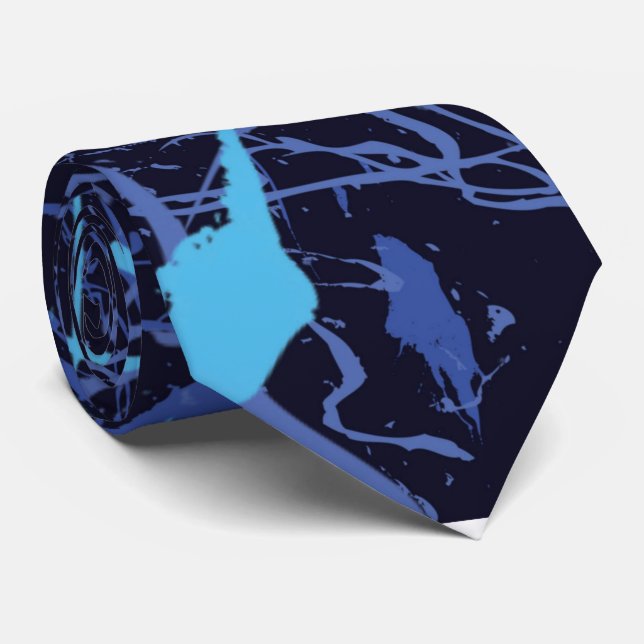 Blue paint splatter Neck Tie (Rolled)