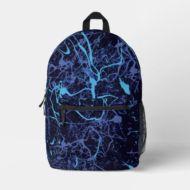 Blue Paint Splatter Printed Backpack (Front)