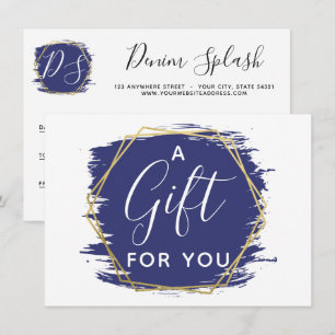 Blue Paint Stroke & Modern Gold Certificate Card