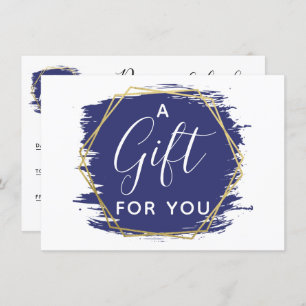 Blue Paint Stroke & Modern Gold Certificate Card