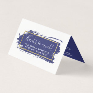 Blue Paint Stroke & Modern Gold Thank You Card