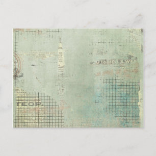 blue paint vintage Newspaper STamped collage Postcard