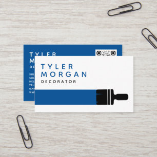 Blue Paintbrush Painter Decorator  Business Card