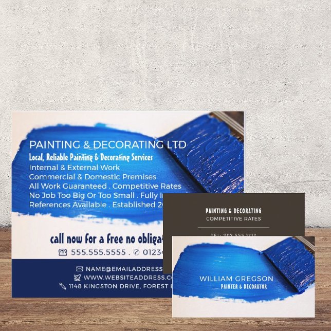 Blue Paintbrush, Painter & Decorator Business Card (Creator Uploaded)