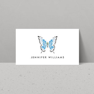 Blue Painted Butterfly Logo on White Business Card