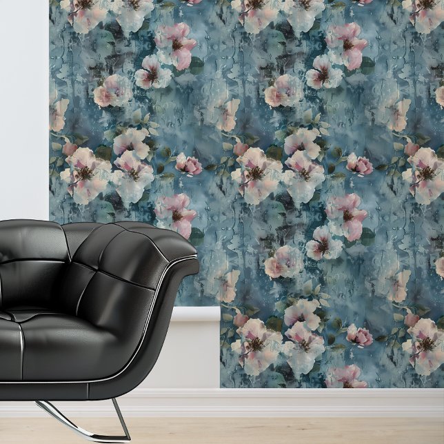 Blue Painted Flower Floral  Wallpaper (Creator Uploaded)