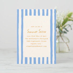 Blue Painted Stripe Yellow Summer Soiree Party Invitation