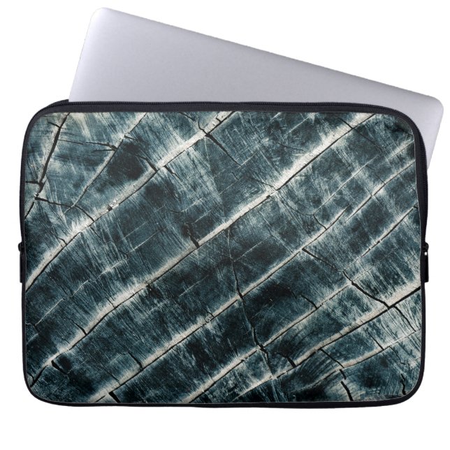 Blue Painted Wood Laptop Sleeve (Front)