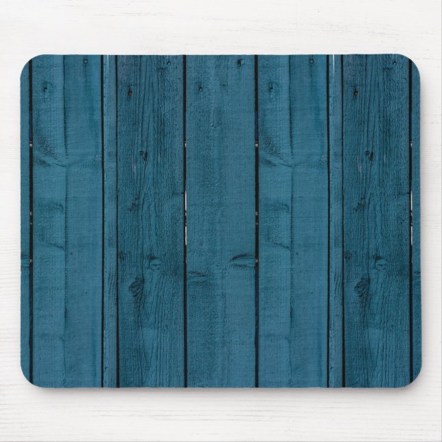 Blue painted wood planks mouse pad (Front)