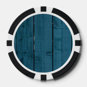 Blue painted wood planks poker chips
