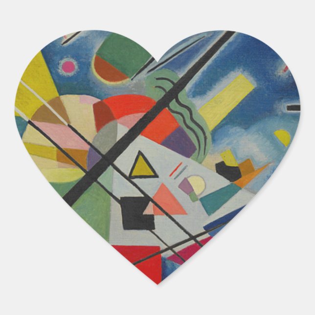 Blue Painting by Kandinsky Heart Sticker (Front)