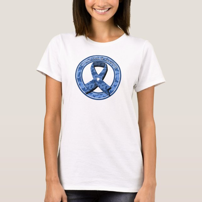 Blue Paisley Awareness Blue Ribbon White Heart T-Shirt (Front)