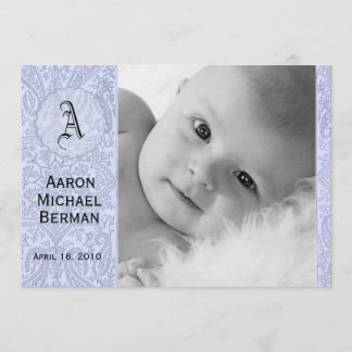 Blue Paisley Baby Boy Announcement