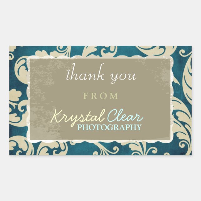 Blue Paisley Client Thank You Stickers (Front)