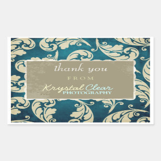 Blue Paisley Client Thank You Stickers